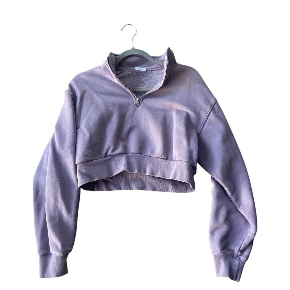 TNA Cozy Fleece Perfect 1/4 Zip Sweatshirt Cropped Size M - Picture 3 of 6